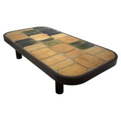Large "Shogun" Coffee Table by Roger Capron, Ceramic and Wood, France, 1960s