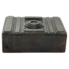Black Embossed Leather Box, France, 1950s