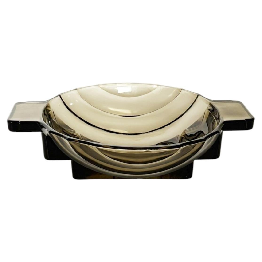 Art Deco Sculpted Glass Catchall, France, 1940s