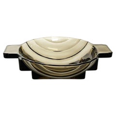 Art Deco Sculpted Glass Catchall, France, 1940s