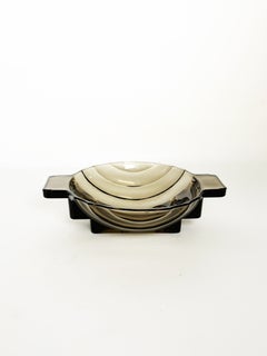 Art Deco Sculpted Glass Catchall, France, 1940s