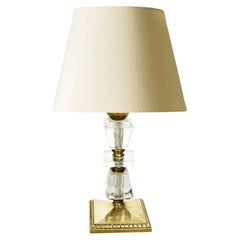 Brass and Plexiglass Table Lamp, France, 1940s