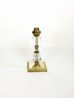 Brass and Plexiglass Table Lamp, France, 1940s