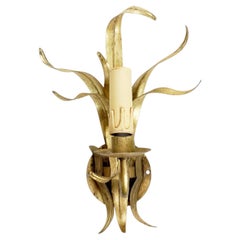 Gilt Metal Wall Light, France, 1970s