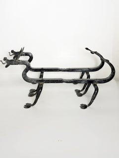 Pair of Cast Iron Andirons by Edouard Schenck, France, 1950s