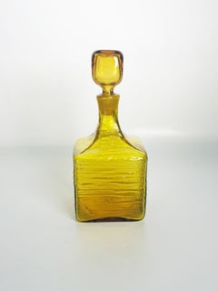 Yellow Glass Bottle with Stopper, France, 1970s