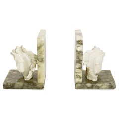 Pair of Marble Bookends with Stucco Fish Decoration, France, 1970s