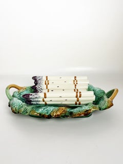 19th-Century Majolica Asparagus Serving Dish, France