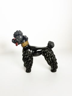 Patinated Plaster Poodle Sculpture, France, 1970s