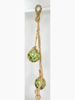Decorative Pendant with Two Glass Globes in a Fisherman's Net, France, 1960s