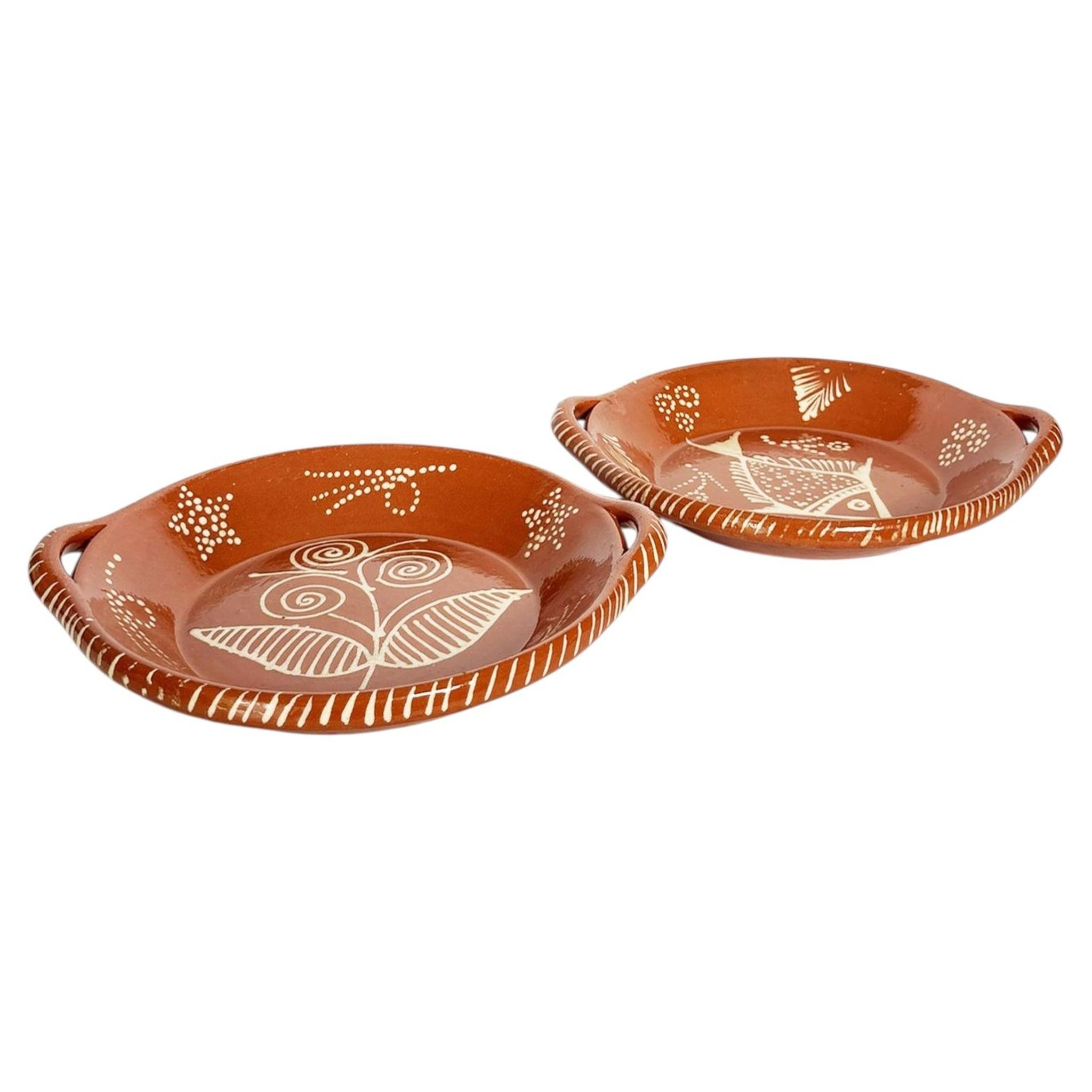 1stDibs Pair of Glazed Pottery Dishes, France, 20th Century