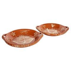 Pair of Glazed Pottery Dishes, France, 20th Century