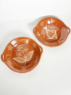 Pair of Glazed Pottery Dishes, France, 20th Century