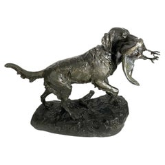 Signed Terracotta Dog Sculpture, France, 19th Century