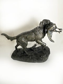 Signed Terracotta Dog Sculpture, France, 19th Century