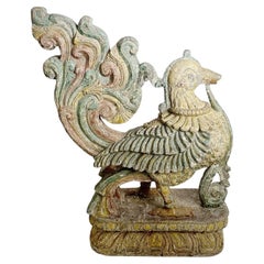 19th-Century Wooden Rooster Sculpture, France