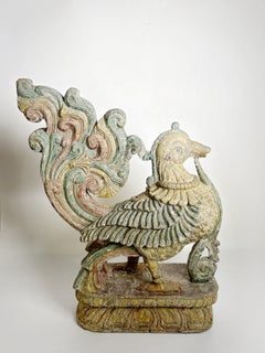 19th-Century Wooden Rooster Sculpture, France