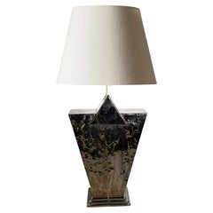 Black Ceramic Table Lamp, France, 1980s