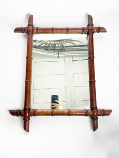 Faux Bamboo Wooden Mirror, France, 1960s