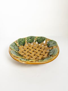 Yellow and Green Ceramic Fruit  or Bread Basket, France, 1950s