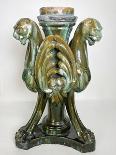 Majolica Planter or Column Vase in the Style of Clément Massier, France, 20th