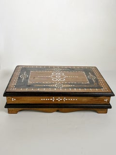 Large Wooden Box with Geometric Motifs, France, 1970s