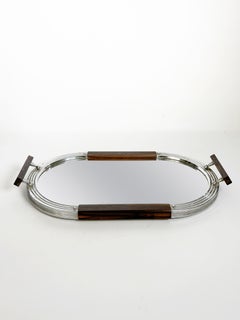 Bandeja Art Déco de hierro y madera, Francia, década de 1940
