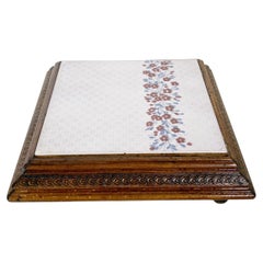 Wood and Ceramic Trivet, France, 1970s