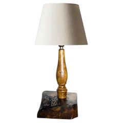Brutalist Wooden Table Lamp, France, 1960s