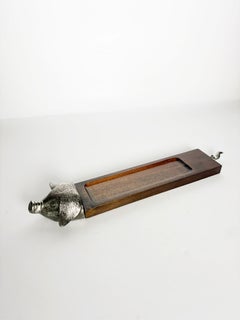 Wood and Metal Charcuterie Serving Board, France, 1990s