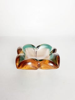 Flower-Shaped Colored Glass Ashtray, Italy, 1960s