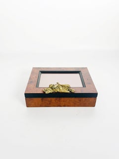 Brass, Glass and Burl Wood Box, France, 20th Century
