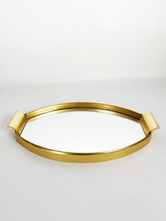 Gold-Tone Brass and Mirrored Tray, France, 1950s