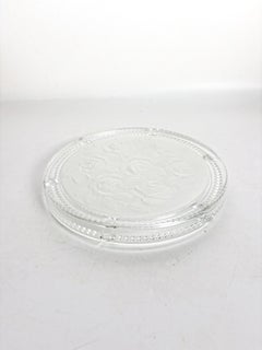 Glass Trivet with Deeply Carved Floral Decoration, France, 1930s