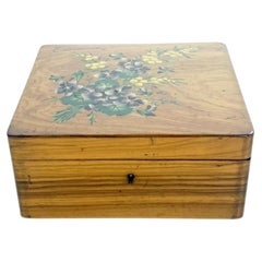 Wooden Box with Hand-Painted Floral Decoration, France, 1960s