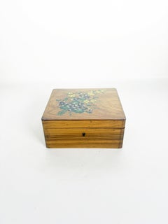 Wooden Box with Hand-Painted Floral Decoration, France, 1960s