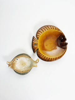 Set of Fish-Shaped Ceramic Ashtrays, France, 1960s