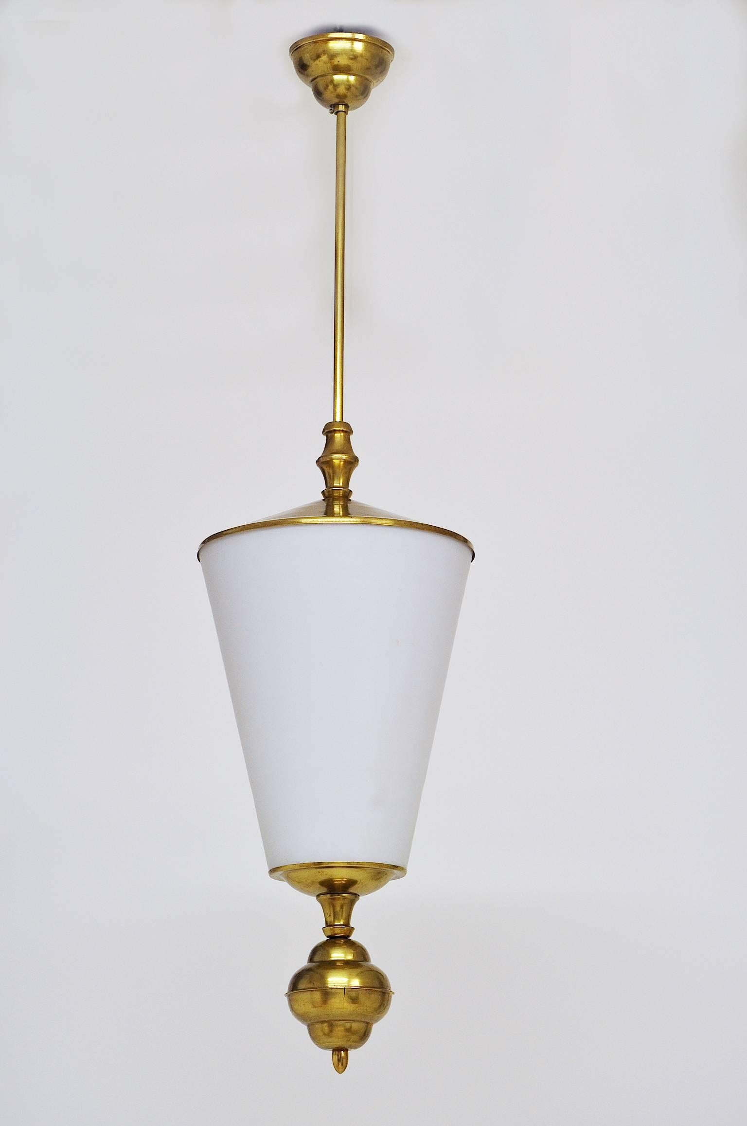 Brass Pendant ; Lantern, attributed to Stilnovo, circa 1948