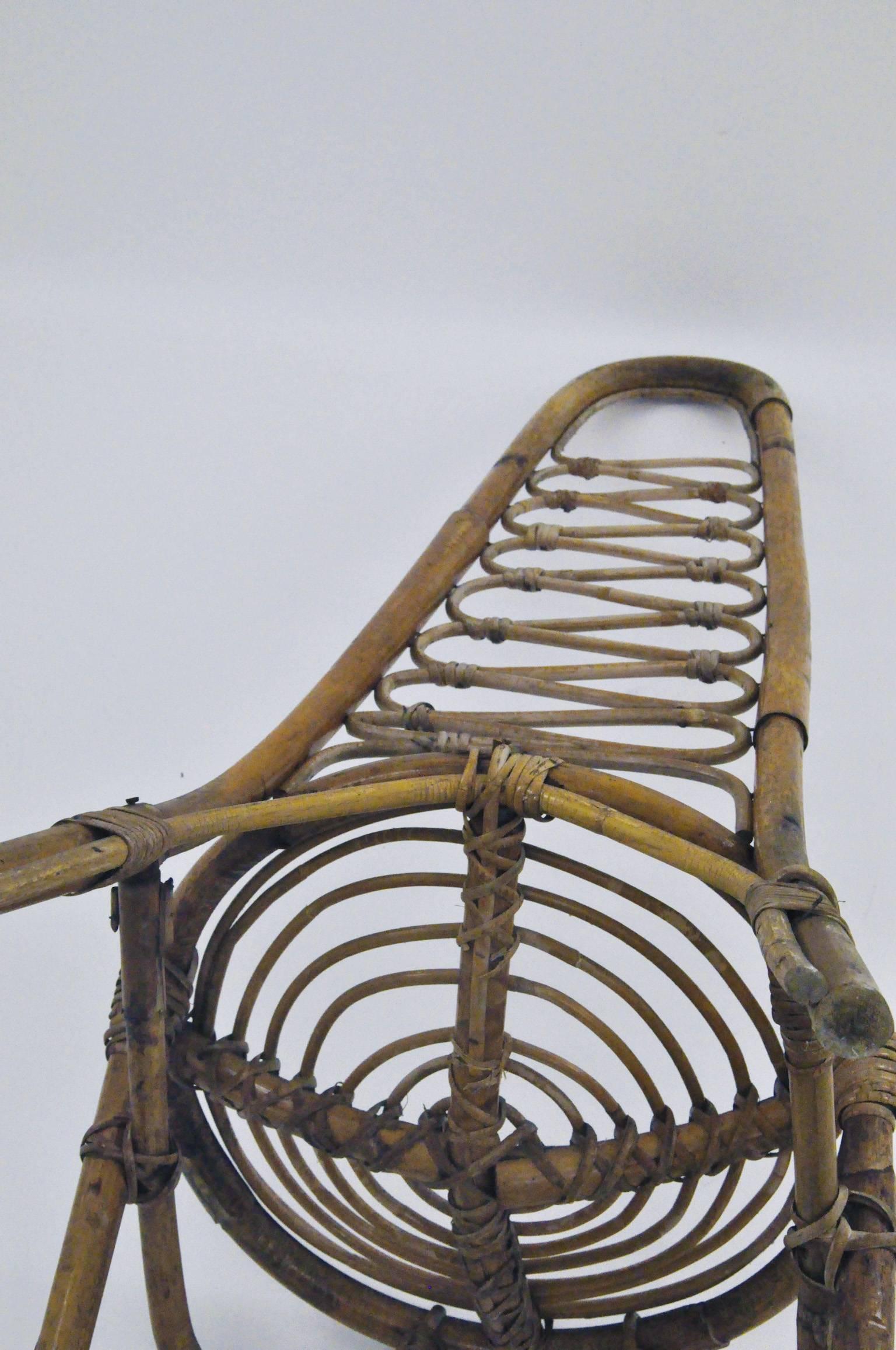 Mid-20th Century French Rattan Pair of Chairs