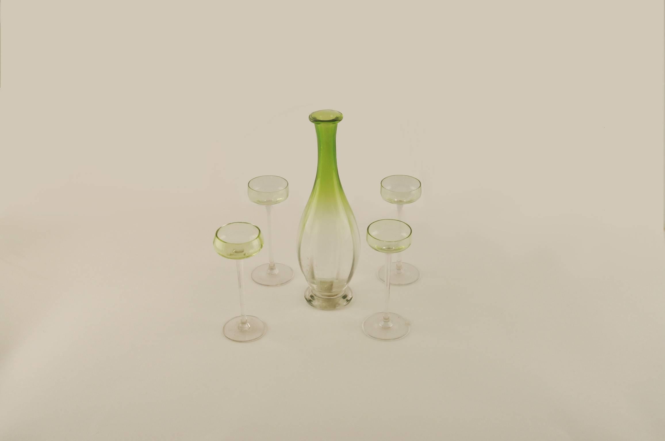 Venitian Set with Four Glasses and a Jug in Murano Glass 1