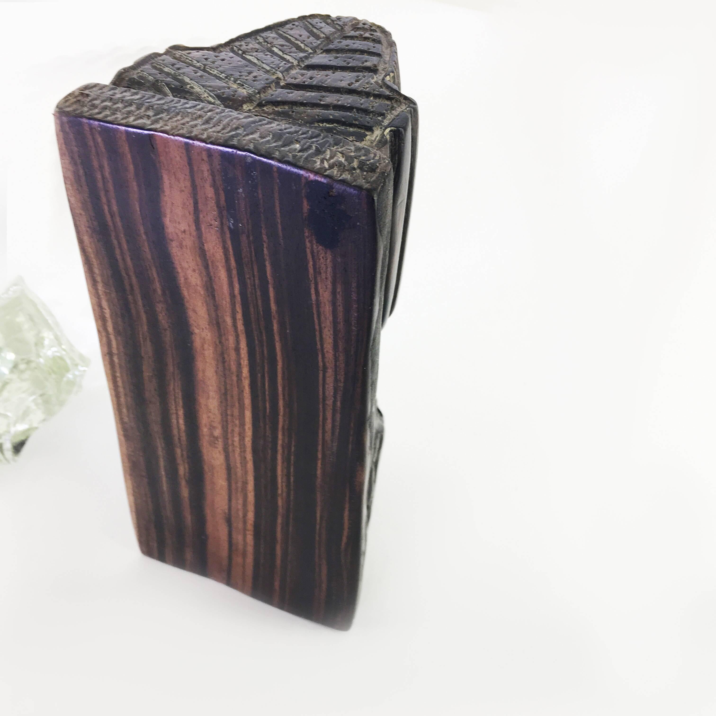 1930 Bookends in Solid Rosewood with Its Saint Gobain Block of Glass For Sale 1