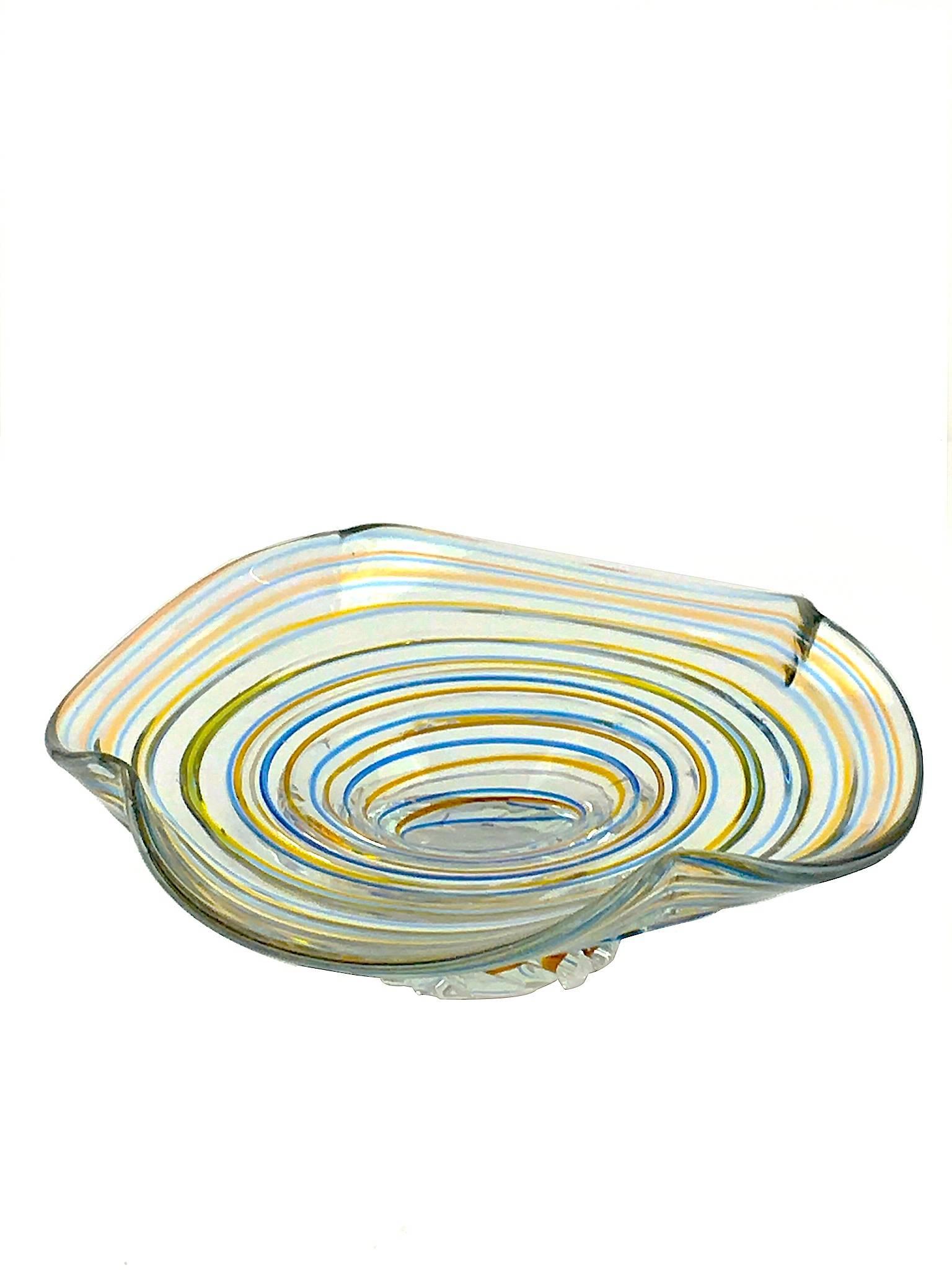 Mid-Century Modern Large Colored Glass Centerpiece in the Manner of Murano Venini