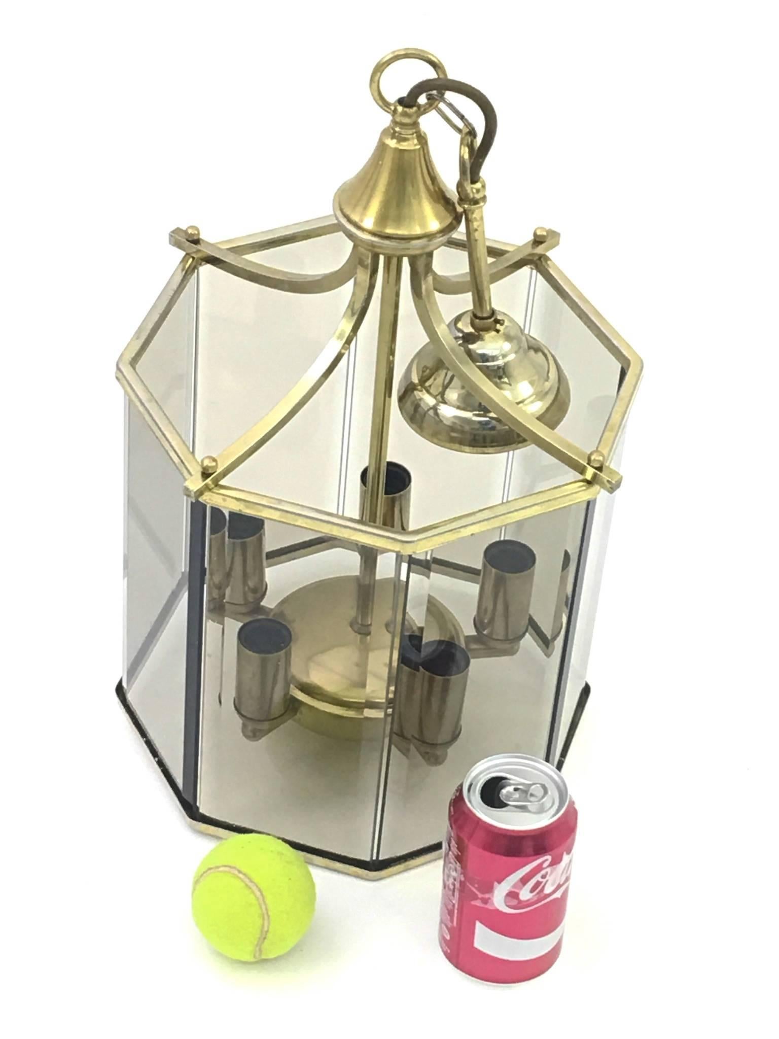 Mid-Century Modern Chic Neoclassical Smoked Glass Lantern