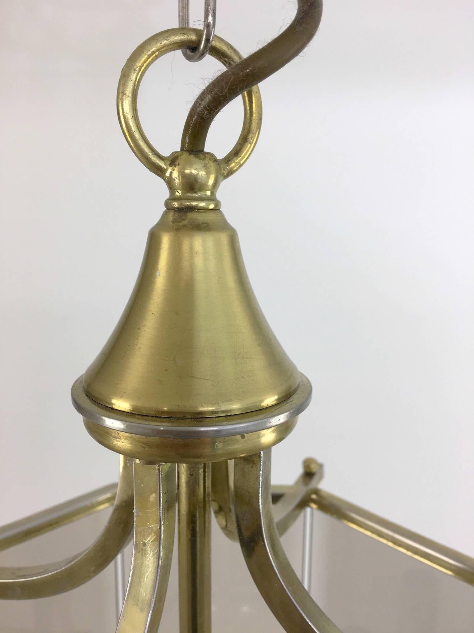 Mid-20th Century Chic Neoclassical Smoked Glass Lantern