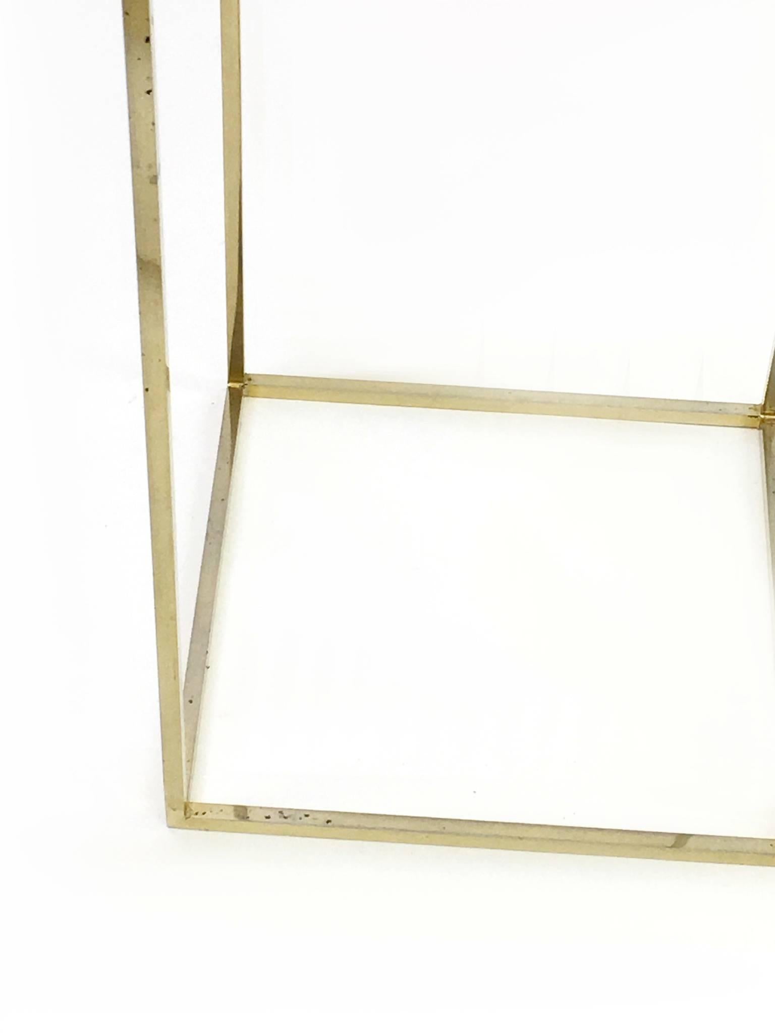 Modern brass faux fur stool in the style Of Paul McCobb.