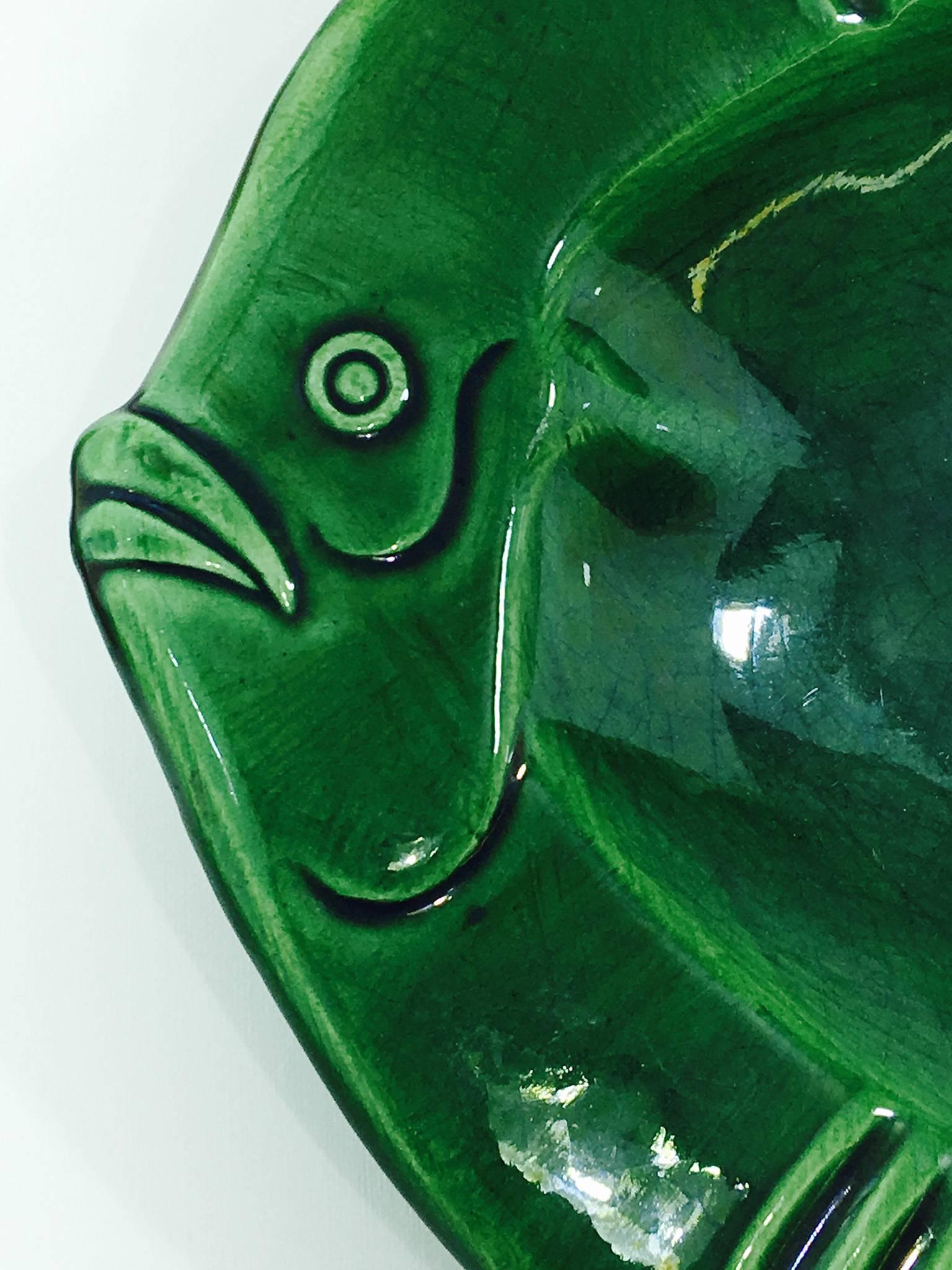 Mid-20th Century Vallauris Fish Form Ceramic Dish