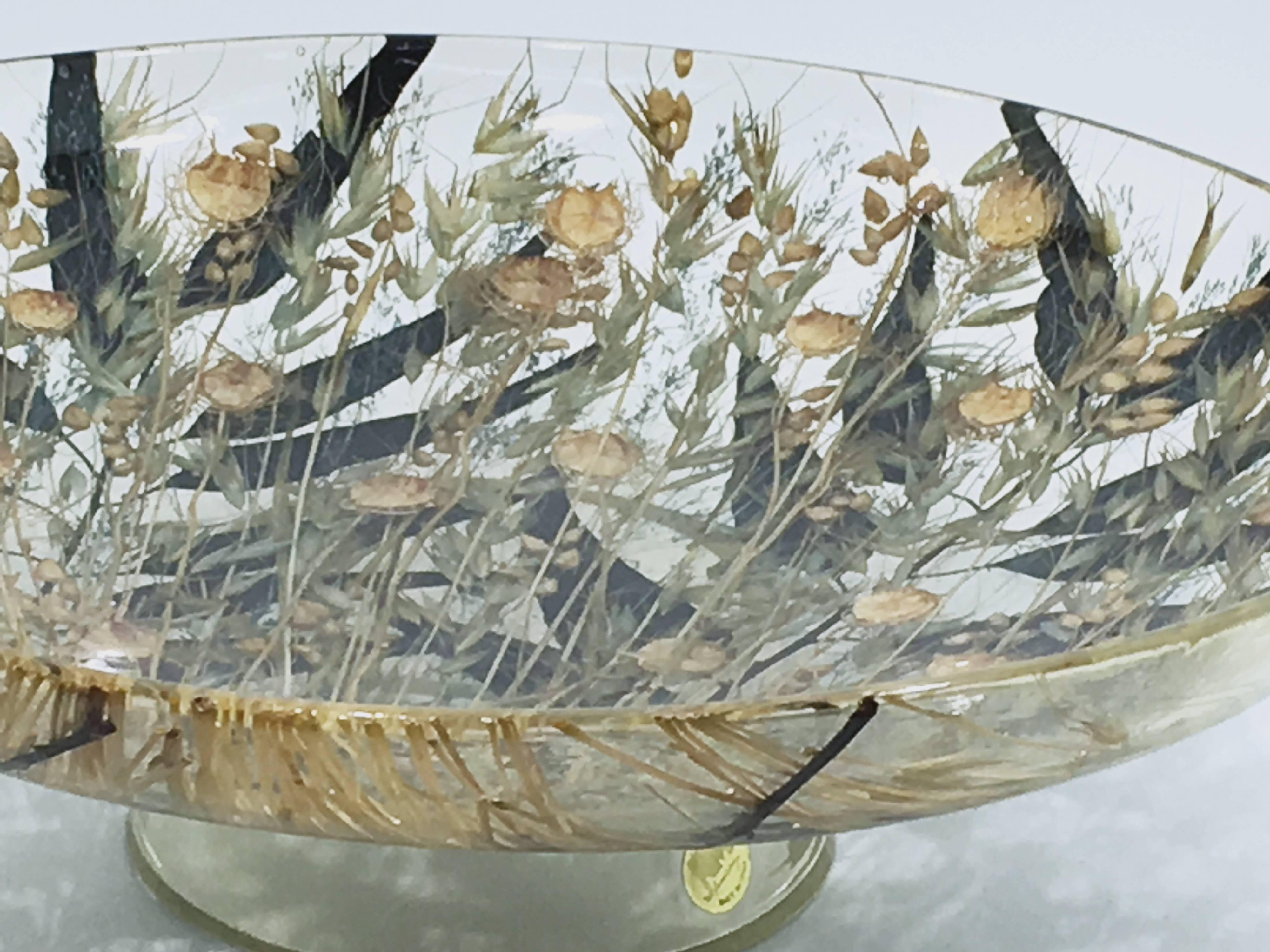 Decorative Plexiglass Bowl or Basket with Wheat Inclusions For Sale 2