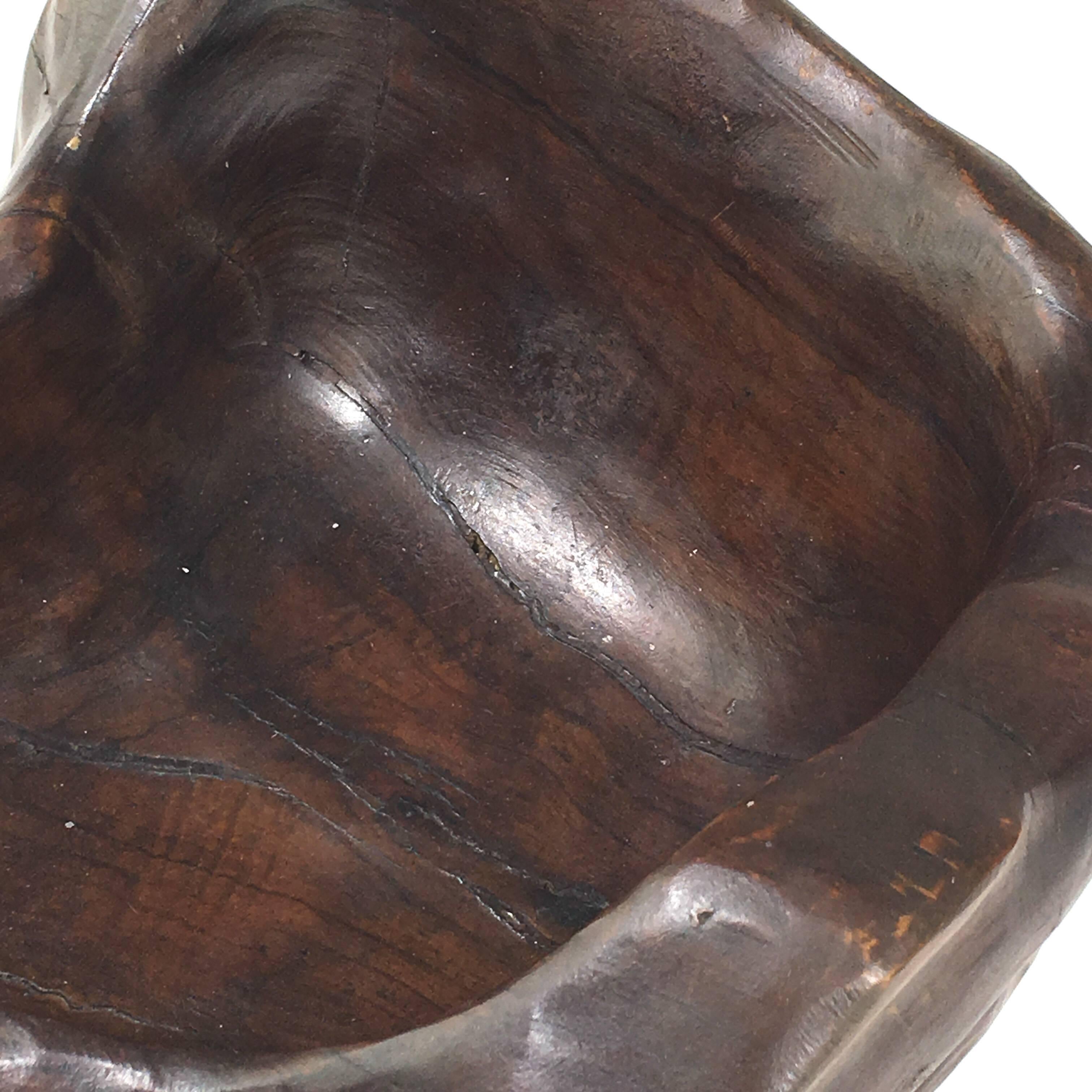 Large Brutalist 1950 wood bowl in the manner of Alexandre Noll or Nagashima.