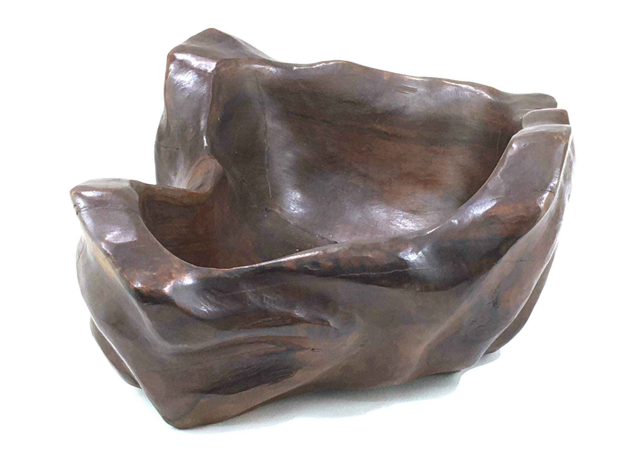 Large Brutalist 1950 Wood Bowl in the Manner of Alexandre Noll 1