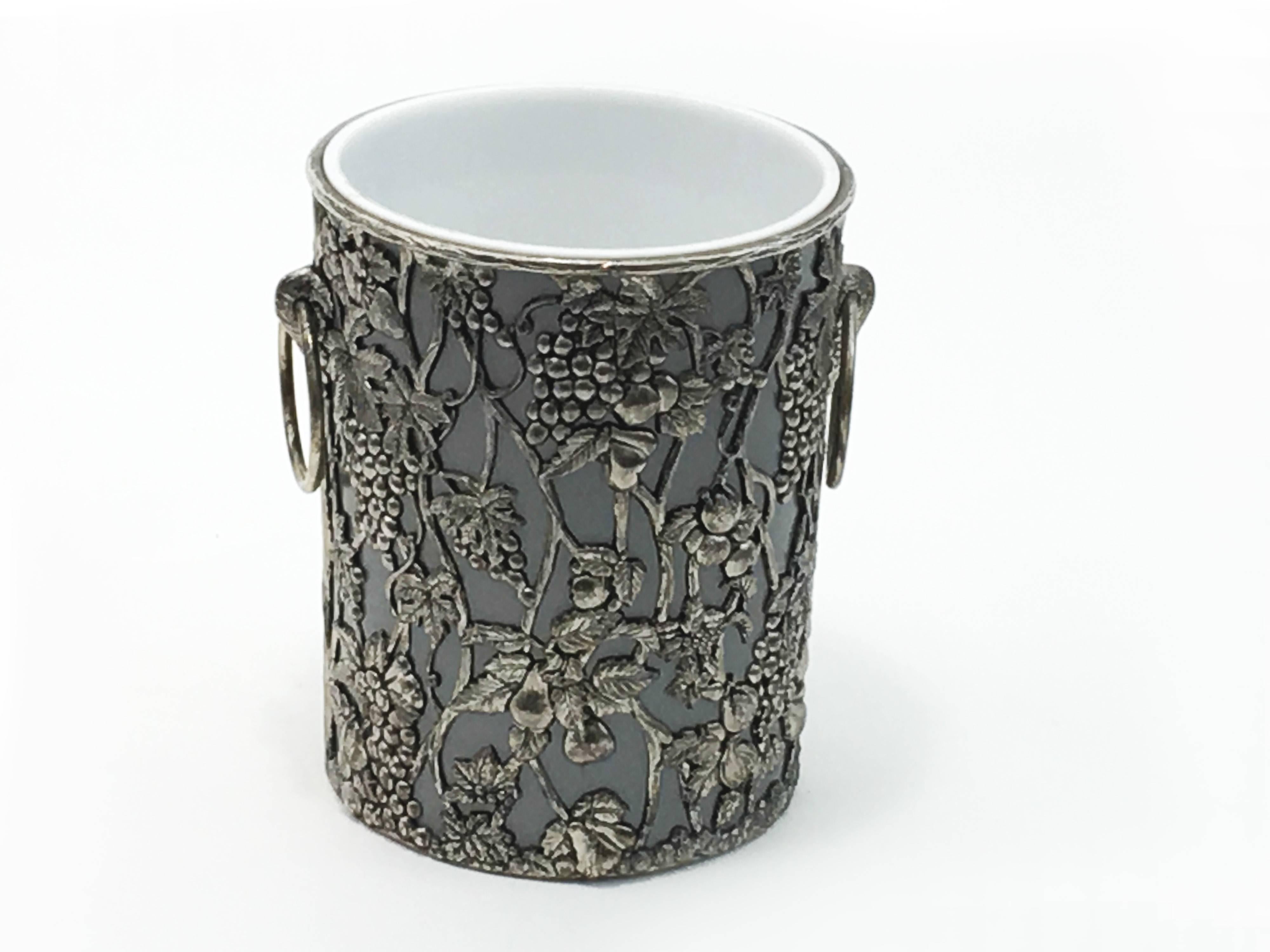 Champagne Bucket with Silvered Colored Floral Decor Frame In Excellent Condition In Auribeau sur Siagne, FR